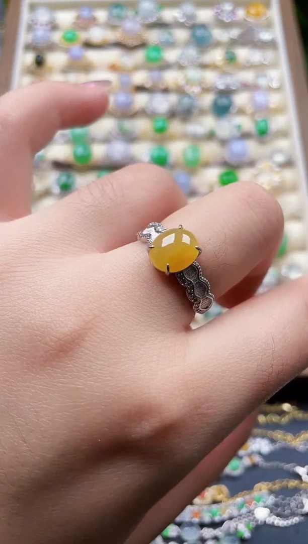 银S925镶嵌戒指翡翠105