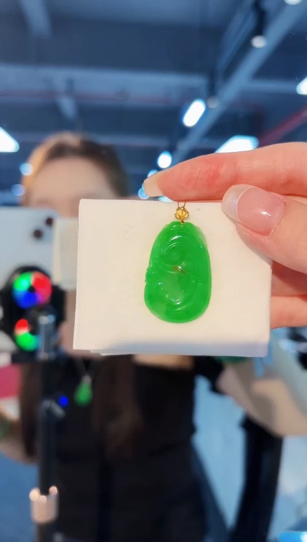 翡翠18K金镶嵌颈饰缅料A货/支持复检/一件