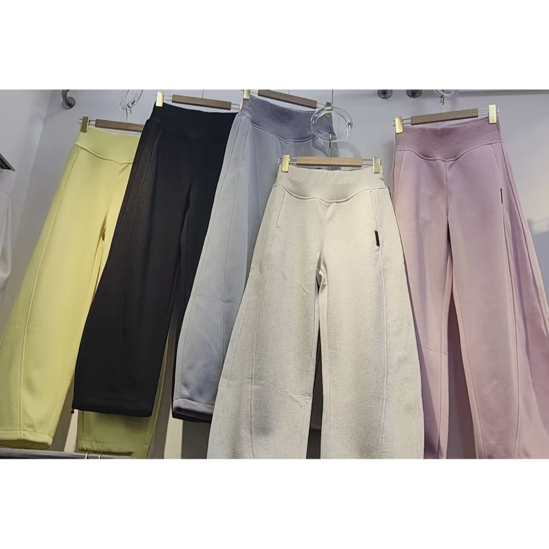 H377糖果色卫裤今年流行百搭休闲裤25春新松紧腰宽松弯刀裤