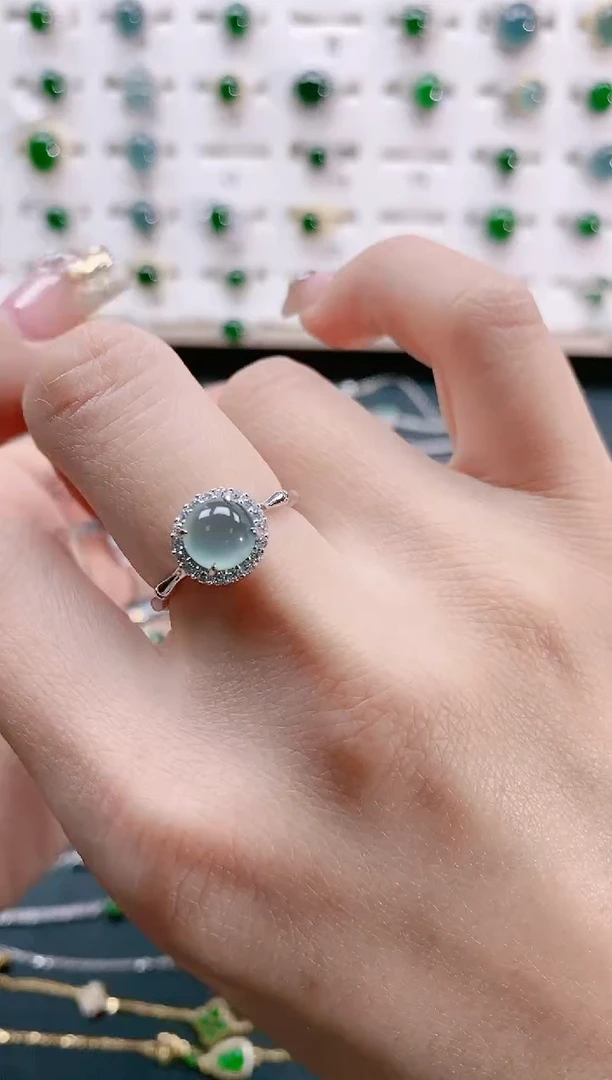 【闪购商品】翡翠戒指银S925镶嵌天然翡翠