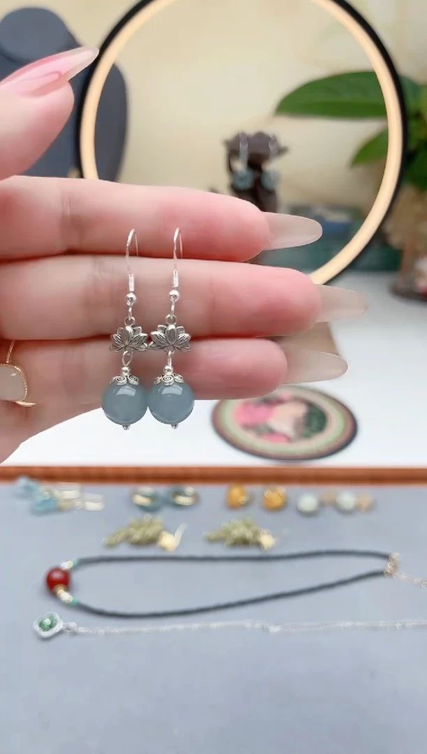 玛瑙/玉髓耳饰银S925镶嵌01