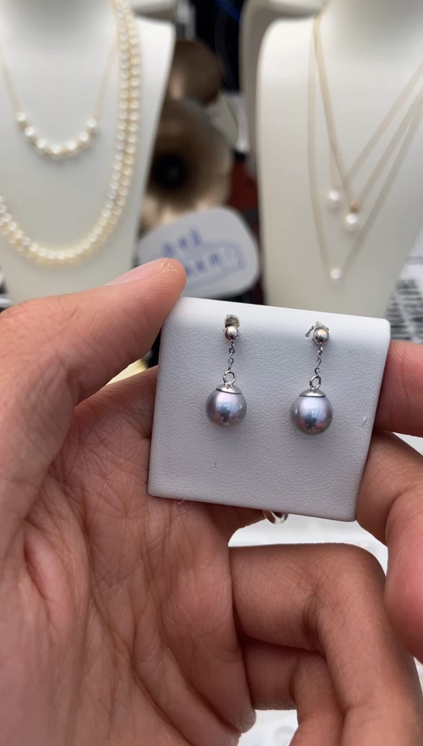 18K金镶嵌耳饰海水珍珠小风吹