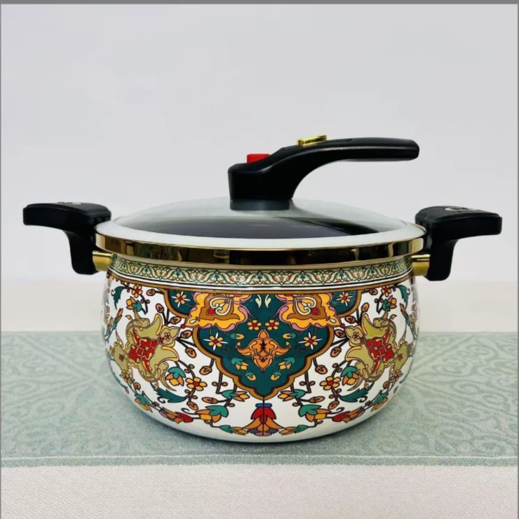 27cm口径俄罗斯花色轻奢复古风高货搪瓷微压锅锅珐琅锅汤锅炖锅