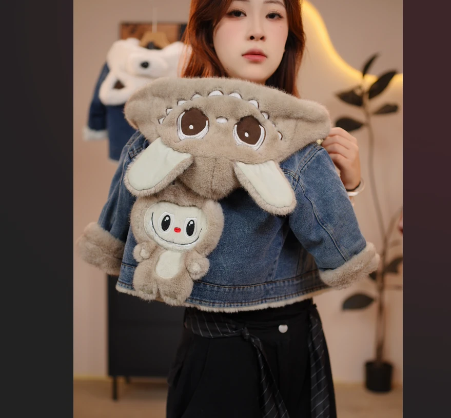 【加棉加绒加厚】2025冬新labu布儿童牛仔百搭宽松休闲毛绒外套8813