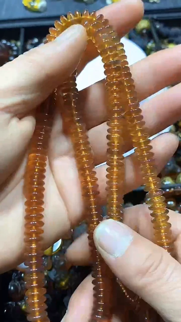 琥珀未镶嵌耳饰天然缅甸琥珀链子
