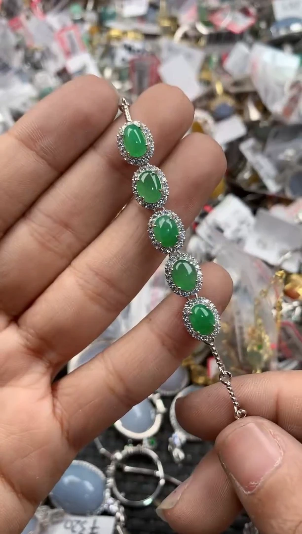 银S925镶嵌戒指翡翠151515----8