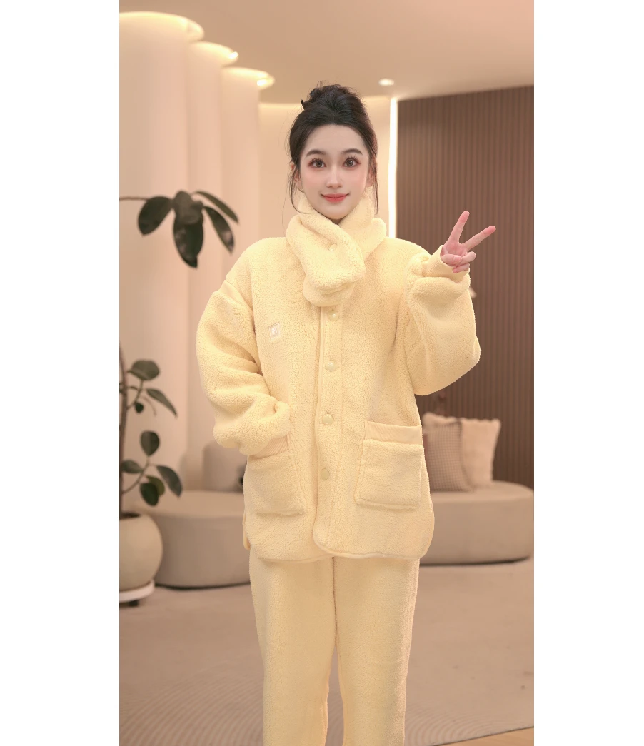 DM【小黄油】高定设计款秋冬款加厚家居服套装女士