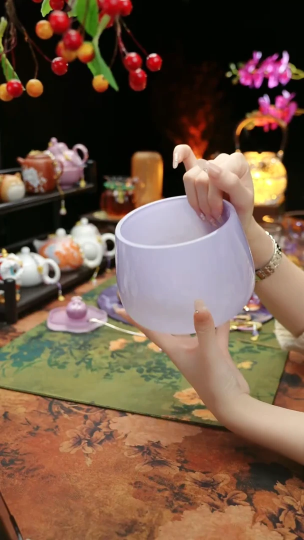 【闪购商品】紫色水晶玻璃茶渣缸建水