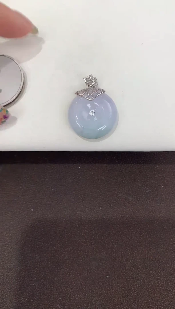 颈饰银S925镶嵌翡翠天然缅甸A货翡翠