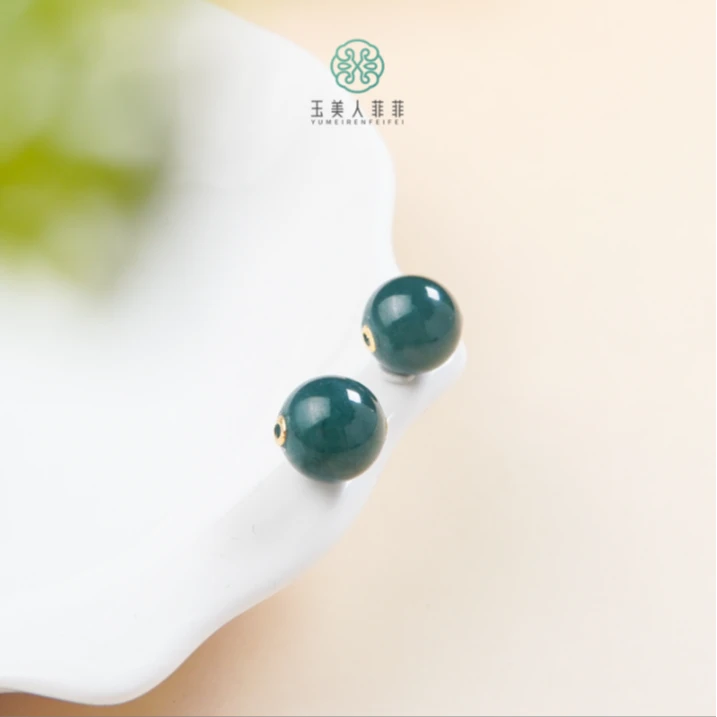 石惑珠宝%翡翠圆珠吊坠约11mm+%多样性发一%赠链