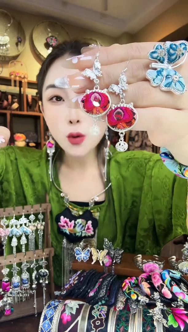 刺绣非遗刺绣民族风耳环