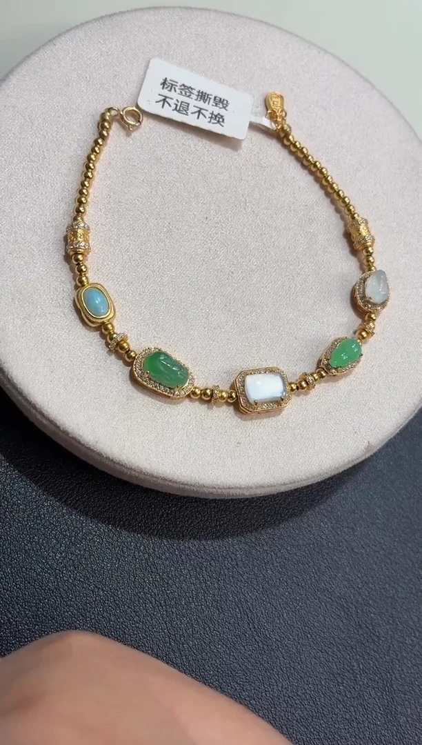 吊坠(不含链)银S925镶嵌翡翠手链