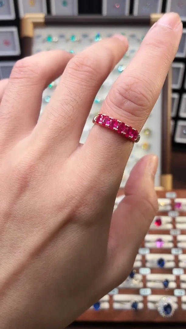 银S925镶嵌戒指红宝石1888