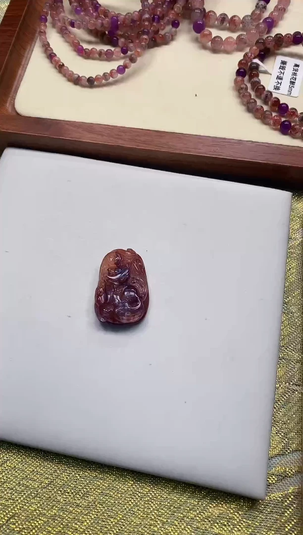 【闪购商品】水晶雕刻件未镶嵌红胶花凤九