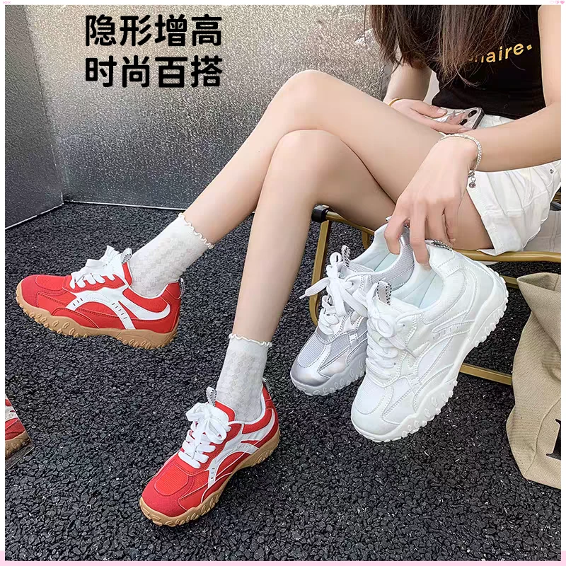 德训鞋女款爆款2025新款小个子网面透气内增高运动鞋网红时尚潮鞋