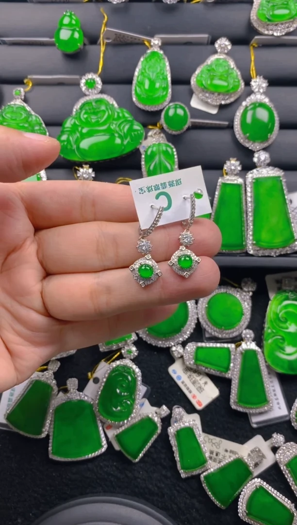 【闪购商品】翡翠耳饰银S925镶嵌11111111