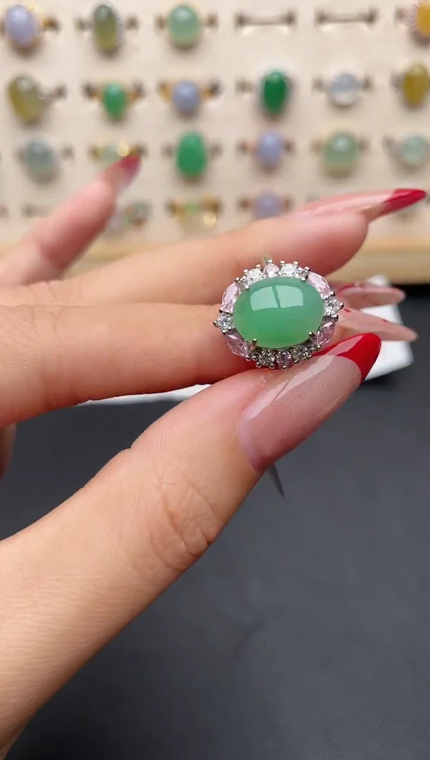 【闪购商品】翡翠戒指银S925镶嵌一物一证一礼盒