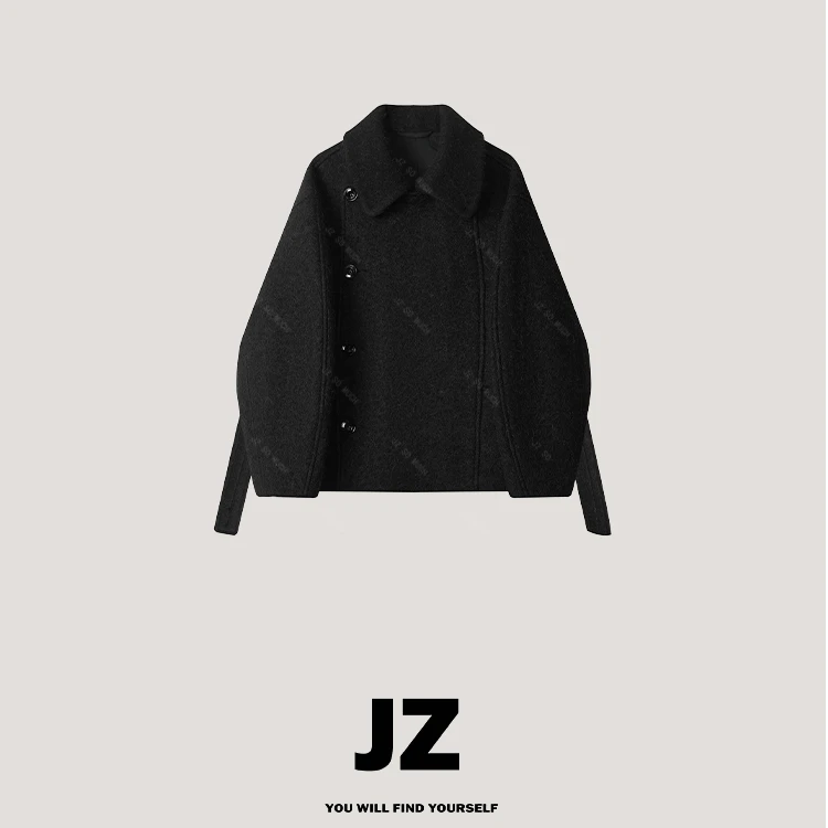 金子/JZ SO MUCH【不对称浴袍大衣】进口苏力羊驼羊毛毛呢大衣