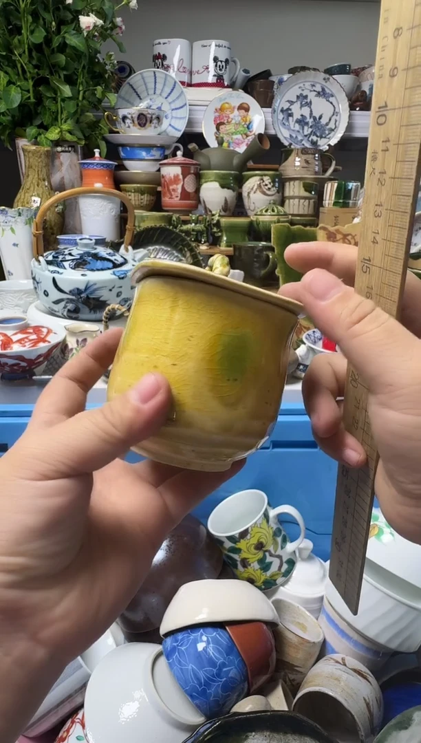 中古瓷器，默认微瑕-好看的小盖杯