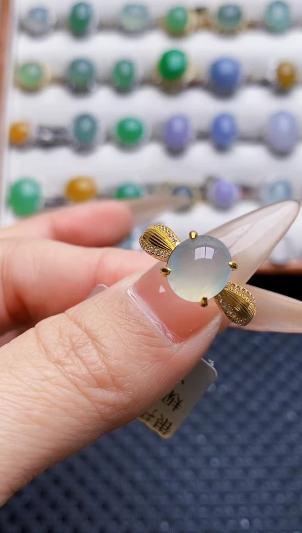 银S925镶嵌戒指翡翠3385