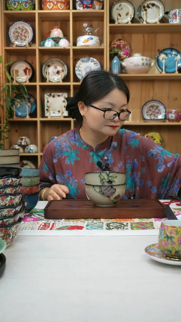 瓷片小可高温陶瓷餐具一组两只米饭碗