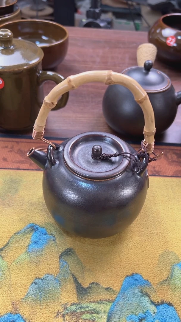 原矿干烧壶竹子提梁
