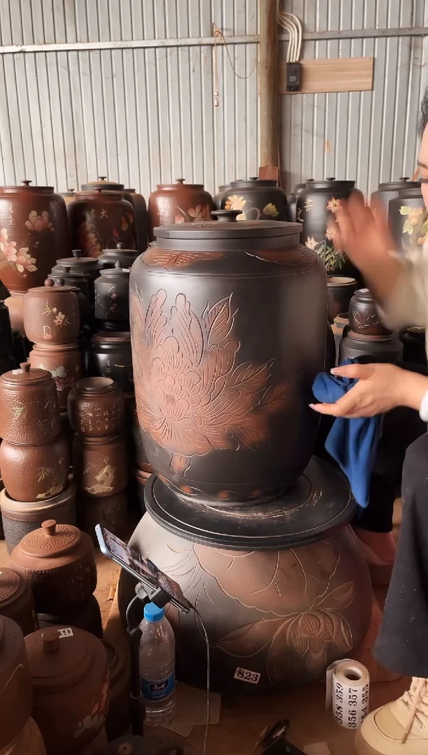 【闪购商品】壶瑕疵 茶缸 牡丹花 高51cm 812