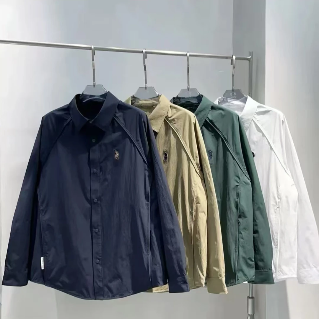 港风黑色衬衫男长袖夏季潮感痞帅上衣男士外套休闲白衬衣F0931