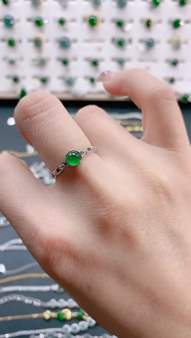 【闪购商品】翡翠戒指银S925镶嵌天然翡翠