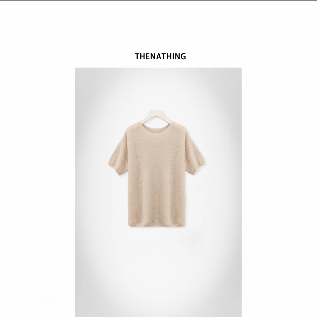 【THENATHING】奢订出口纱线 7723羊绒丝百搭圆领短袖 23044