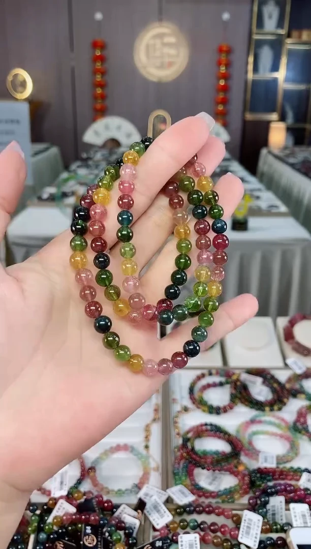 收藏级老矿碧玺三圈手串6mm+未镶嵌碧玺多样性发一条hon