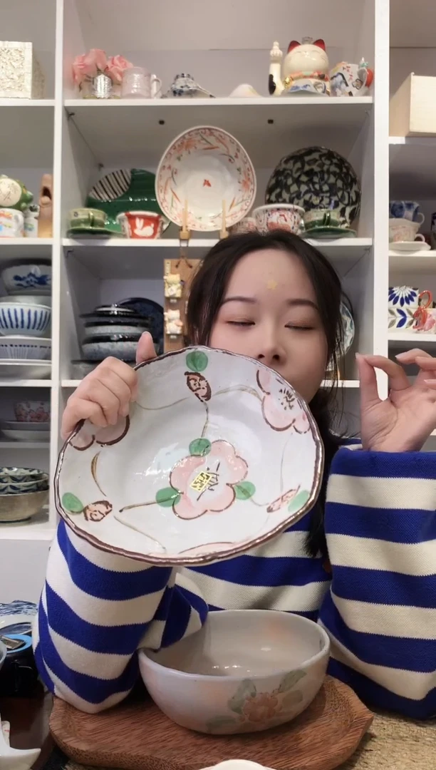 陶瓷bloom手绘山茶花多用钵19.5cm