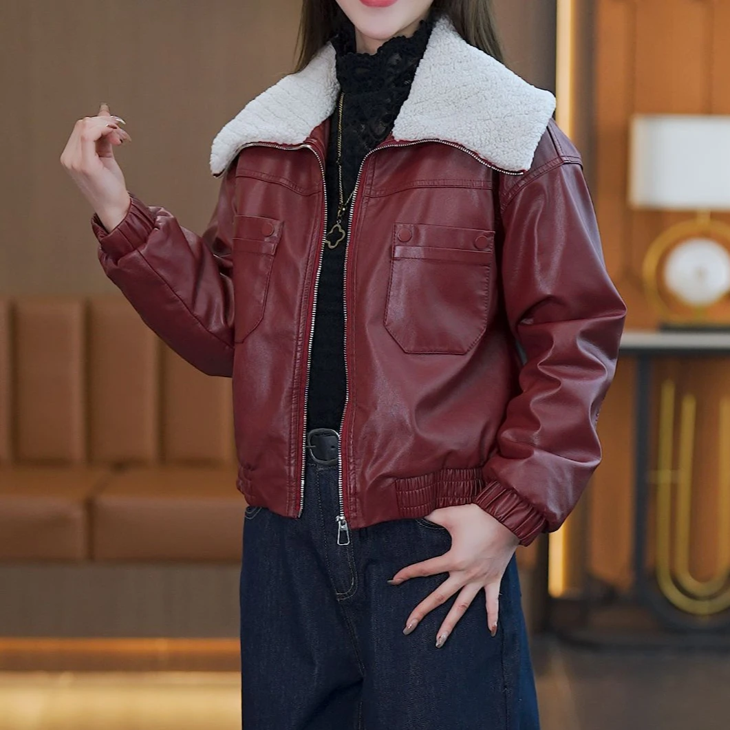 992#【长52】2024新款小众时尚加毛皮衣外套