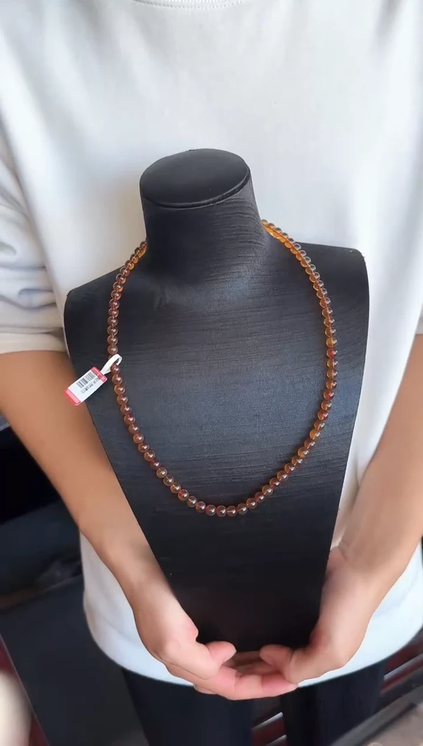 琥珀颈饰未镶嵌#13缅甸琥珀紫罗兰妈妈链6mm