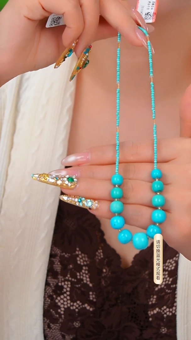 18K金镶嵌绿松石项链多样性发一