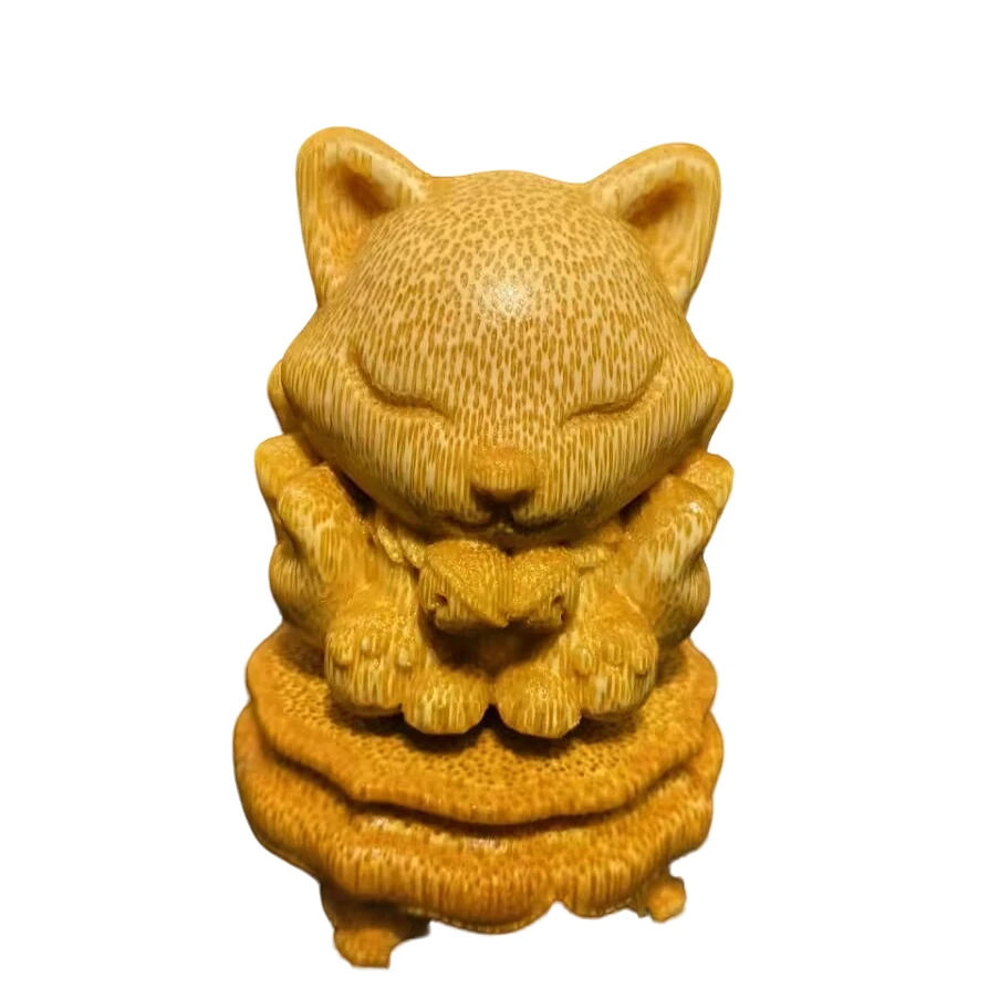 实心玉竹九尾狐文玩把件灵性摆件招财守护饰品收藏精品