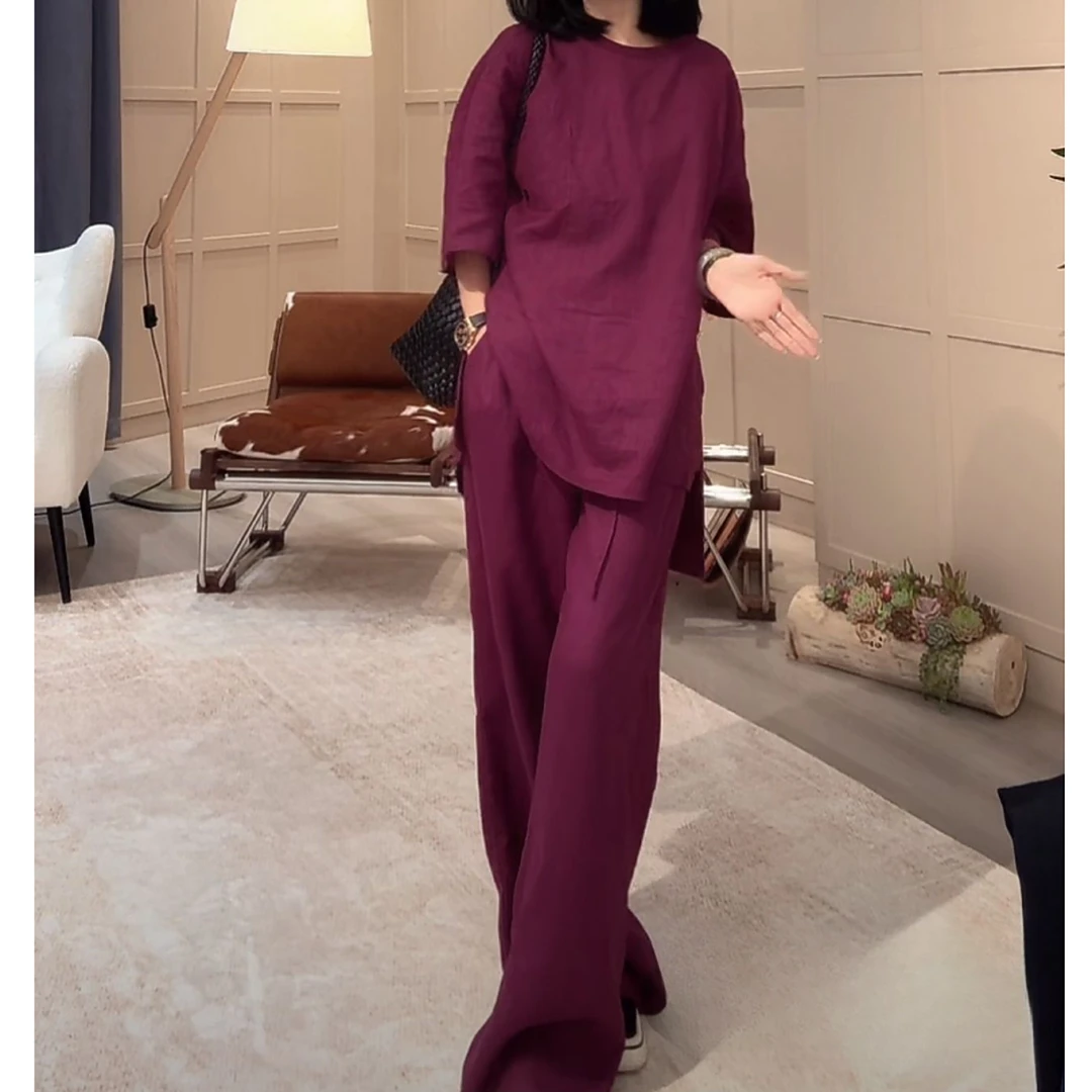 ZUOXIAOQI小心心麻料套装*F（衣长82-84/裤长106-108）