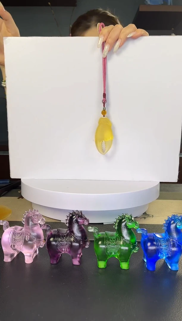 手工艺品琉璃古法琉璃琥珀色 手上有钳把玩件