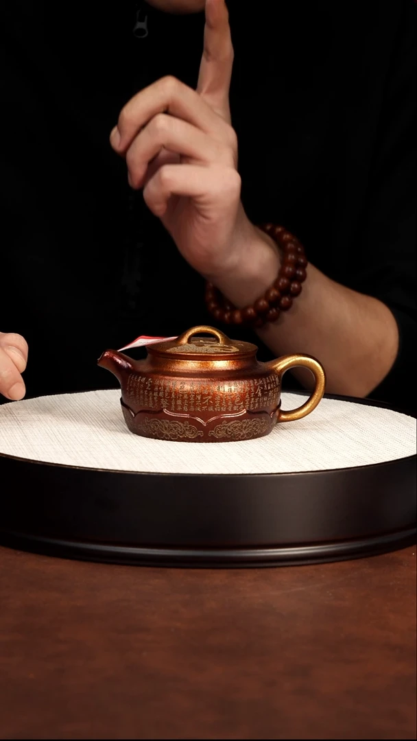 茶壶紫砂宜兴紫砂佛莲壶石黄