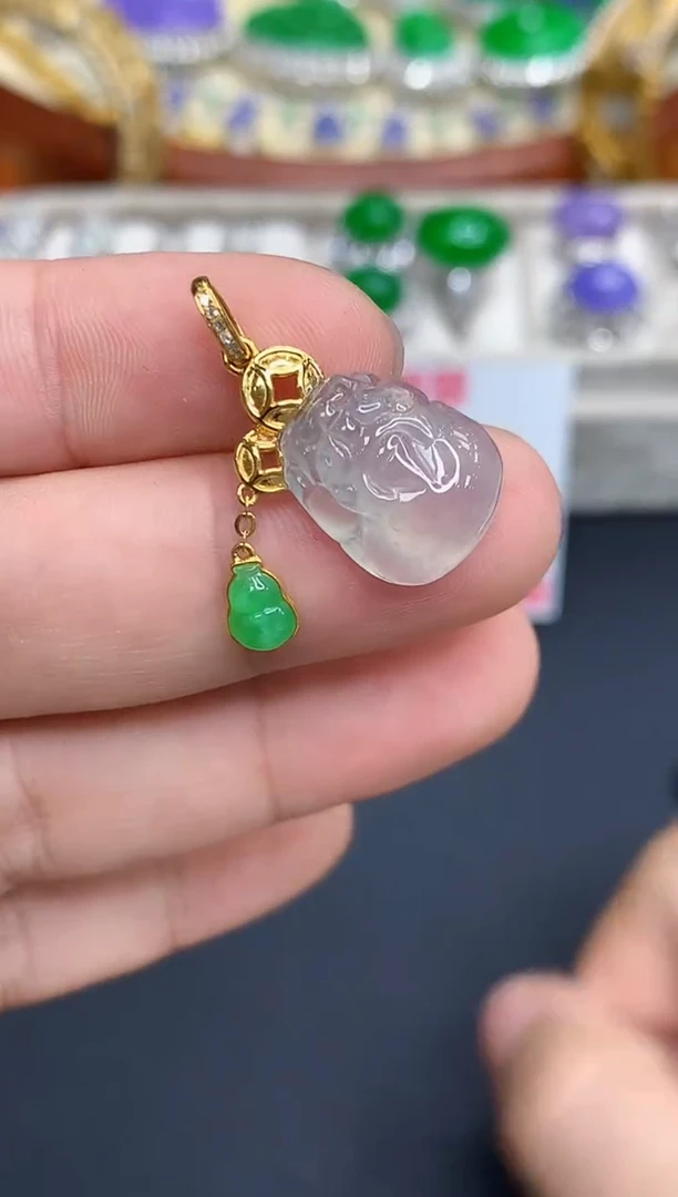 颈饰18K金镶嵌翡翠359-中国好珍宝