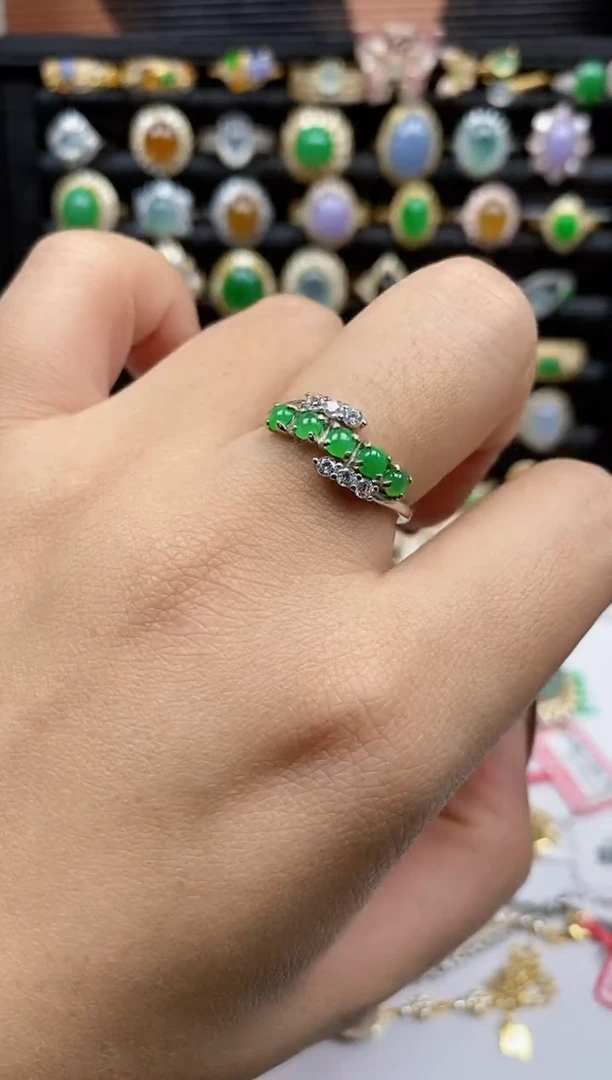 银S925镶嵌戒指翡翠8956