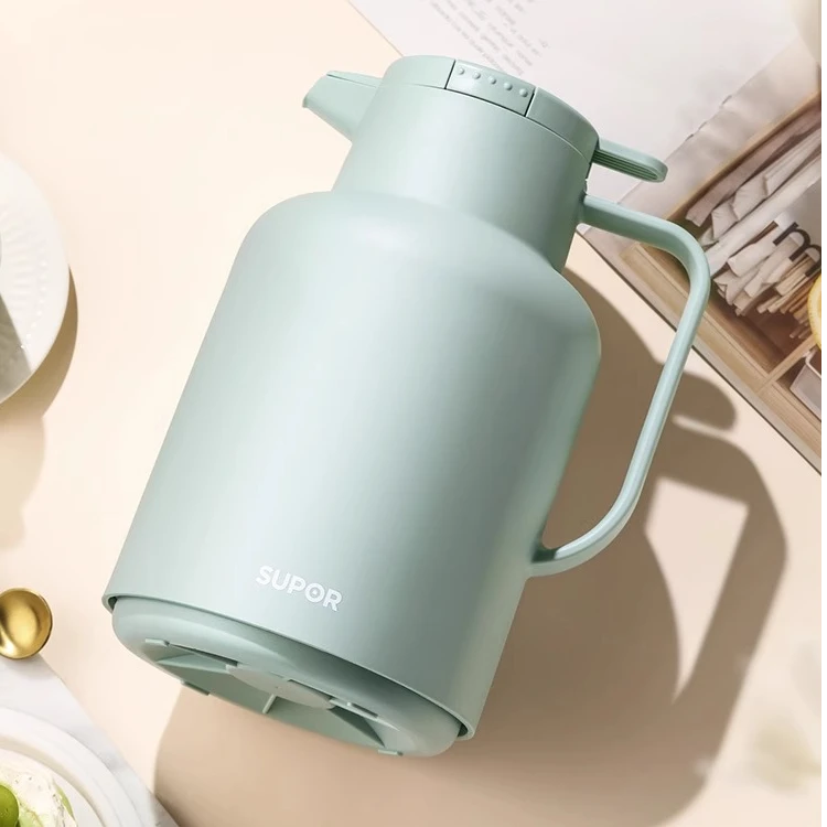 【瑕疵品清仓不影响使用】苏泊尔红玻璃内胆保温壶2L