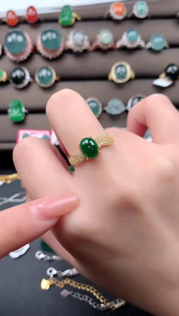 【闪购商品】翡翠戒指银S925镶嵌5241