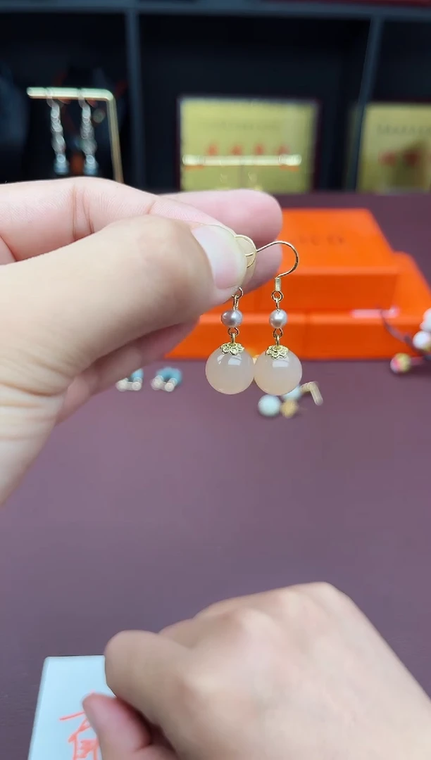 玛瑙/玉髓耳饰银S925镶嵌218000