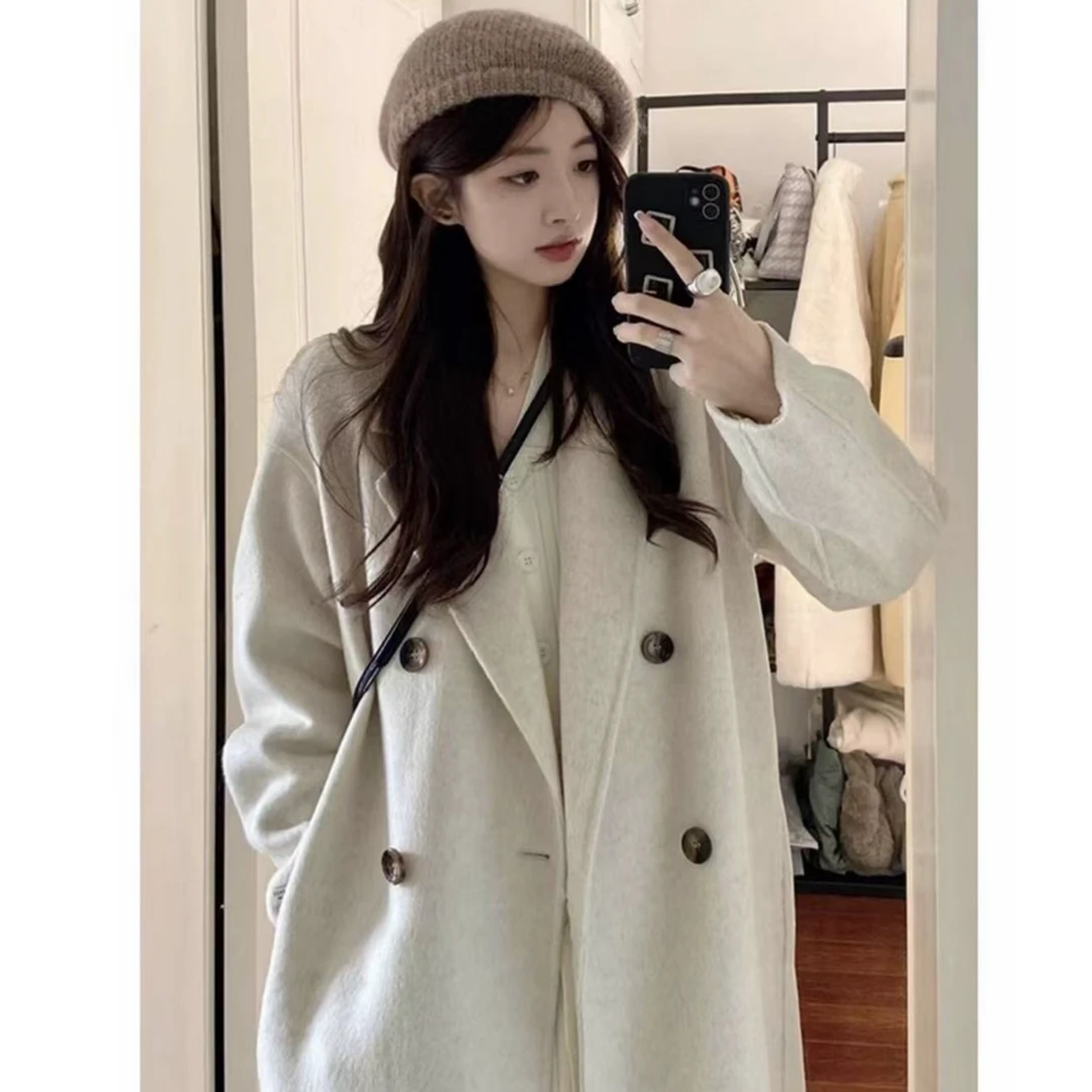 毛呢大衣女中长款2025秋冬季新款高级感韩版小个子加棉加绒外套