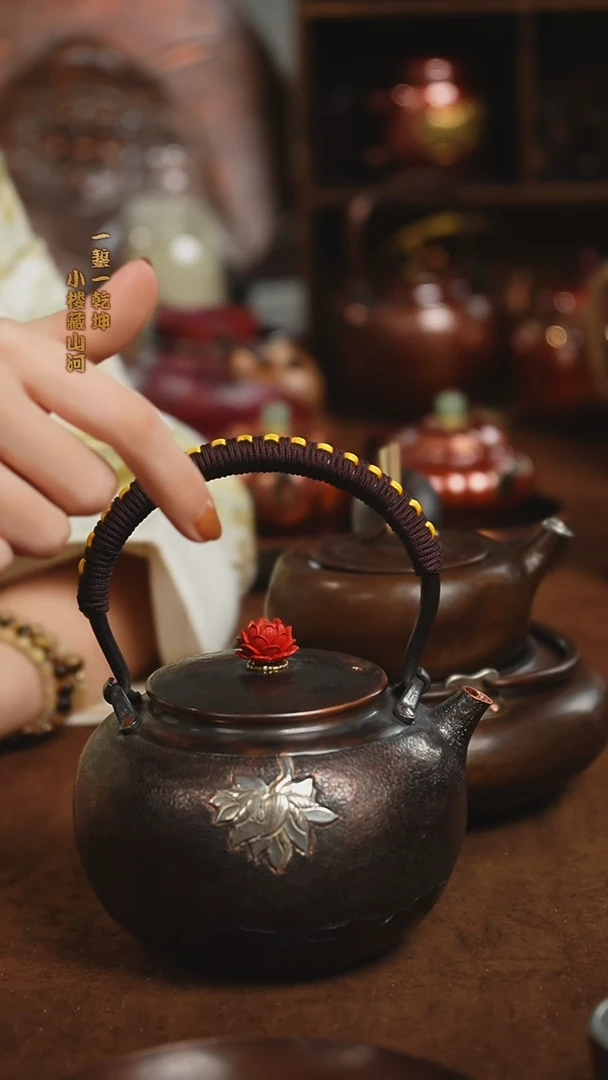 【不染】荷花莲花錾刻锤纹禅意茶壶提梁壶