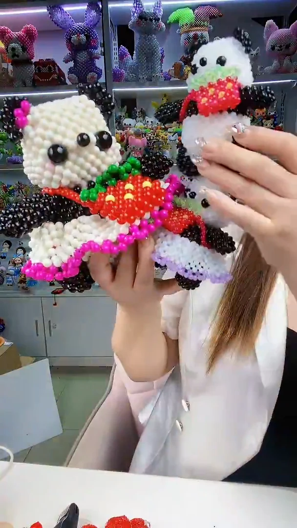玻璃2232卡8糖果珠背包情侣熊猫材料包1对