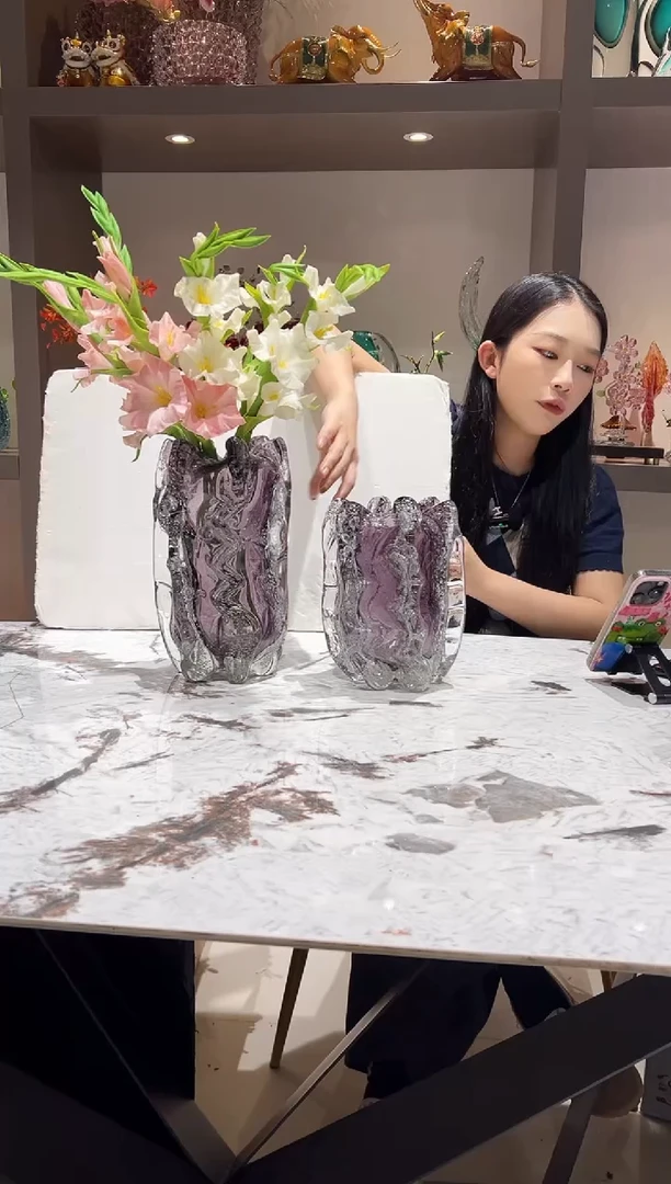 紫色气泡花瓶一对（不含花艺）