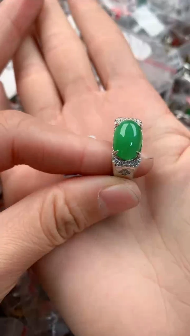 银S925镶嵌戒指翡翠333   8