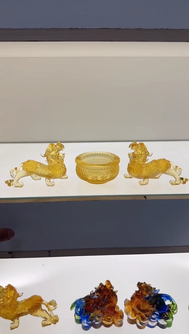 手工艺品琉璃金币貔貅+聚宝盆3件